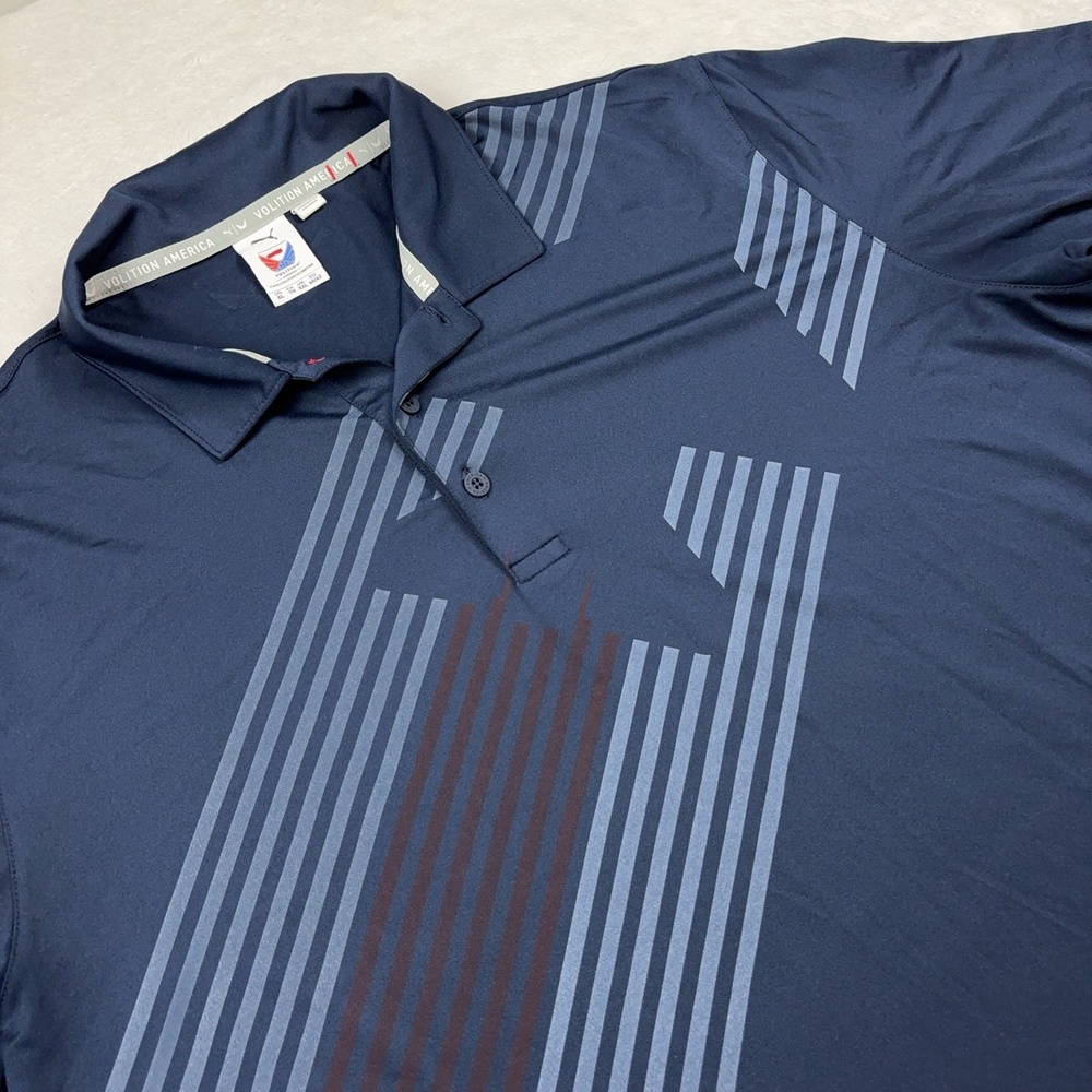 Puma Polo Shirt Mens XL Blue 100% Polyester Volition America Moisture Wicking